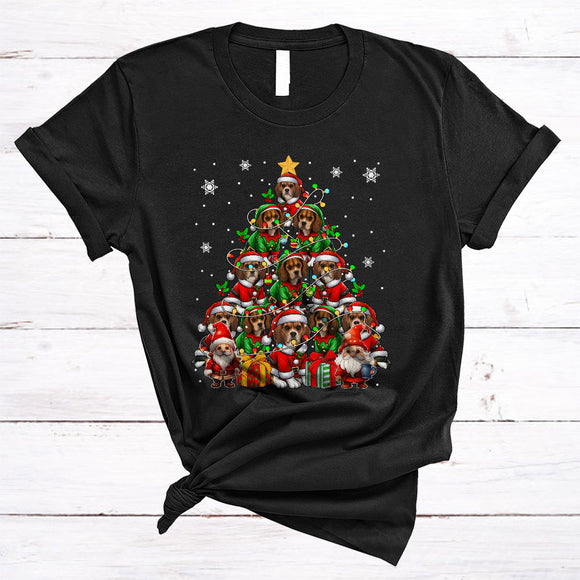 MacnyStore - Santa ELF Beaglier Dog Christmas Tree, Awesome X-mas Lights Gnomes, Snow Animal Lover T-Shirt