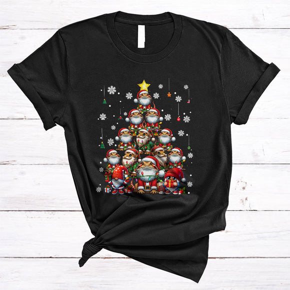 MacnyStore - Santa ELF Bearded Dragon Christmas Tree, Lovely Merry X-mas Lights Snow Around, Animal Gnomes Lover T-Shirt