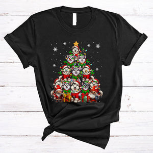 MacnyStore - Santa ELF Canadian Eskimo Dog Christmas Tree, Awesome X-mas Lights Gnomes, Snow Animal Lover T-Shirt