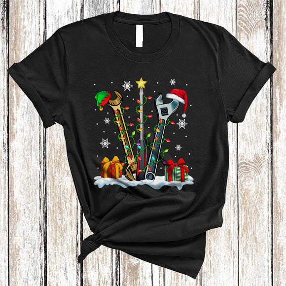MacnyStore - Santa ELF Mechanical Engineering Tools, Amazing Christmas Lights Snow, X-mas Family Group T-Shirt