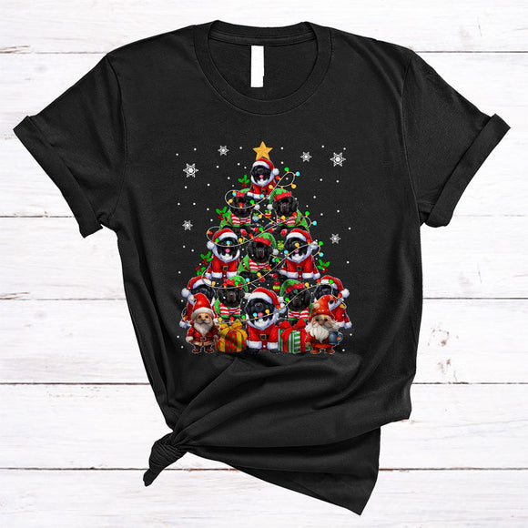 MacnyStore - Santa ELF Newfoundland Christmas Tree, Awesome X-mas Lights Gnomes, Snow Animal Lover T-Shirt