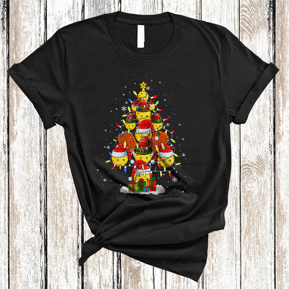 MacnyStore - Santa ELF Pickleball Christmas Tree, Colorful Cool X-mas Lights Pickleball Equipment, Sport Player Team T-Shirt