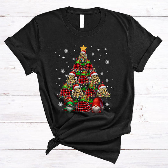 MacnyStore - Santa ELF Poop Christmas Tree, Wonderful X-mas Lights Tree Plaid, Family Pajamas Gnomes Lover T-Shirt