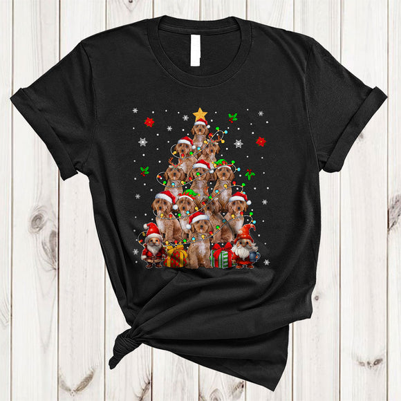 MacnyStore - Santa ELF Reindeer Cockapoo Christmas Tree, Joyful X-mas Cockapoo Lover, Snow Around T-Shirt
