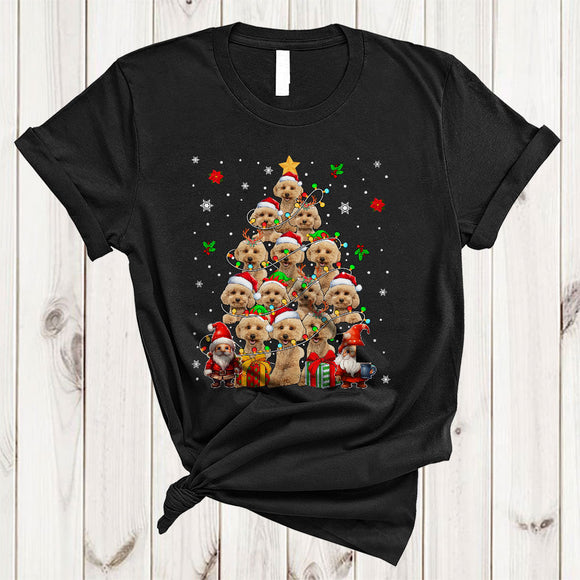 MacnyStore - Santa ELF Reindeer Maltipoo Christmas Tree, Joyful X-mas Maltipoo Lover, Snow Around T-Shirt