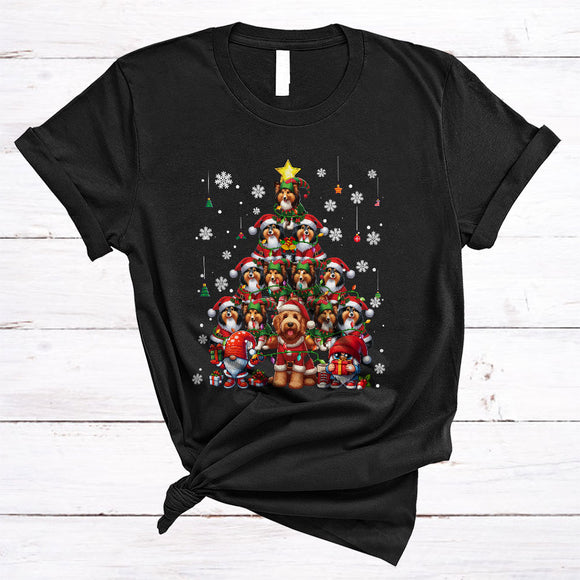 MacnyStore - Santa ELF Sheltie Christmas Tree, Lovely Merry X-mas Lights Snow Around, Animal Gnomes Lover T-Shirt