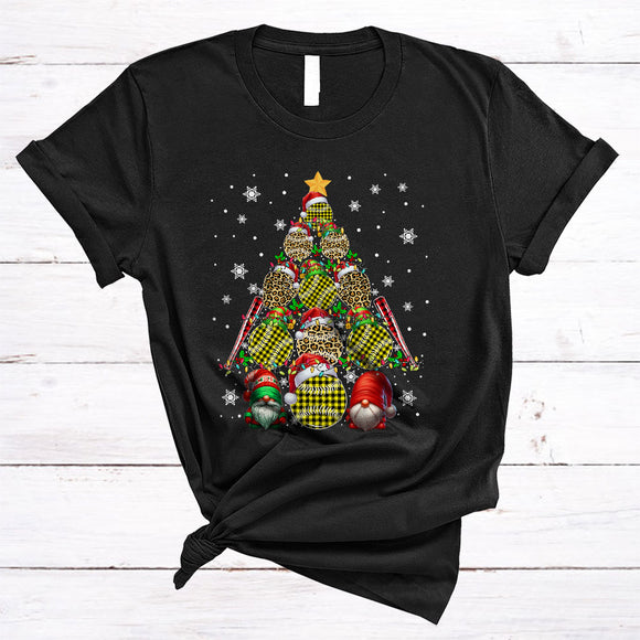 MacnyStore - Santa ELF Softball Christmas Tree, Wonderful X-mas Lights Tree Plaid, Gnomes Sport Player Lover T-Shirt
