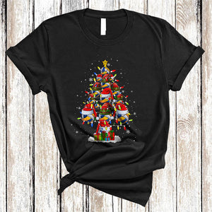 MacnyStore - Santa ELF Volleyball Christmas Tree, Colorful Cool X-mas Lights Volleyball Equipment, Sport Player Team T-Shirt