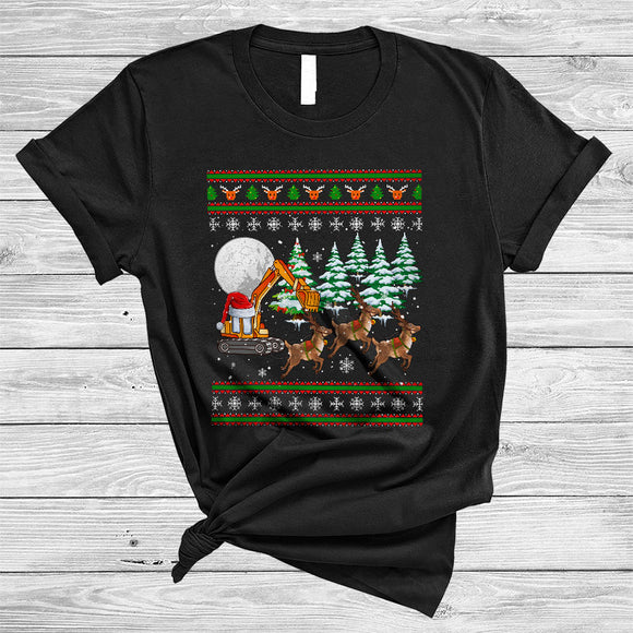 MacnyStore - Santa Excavator Reindeer Sleigh, Wonderful Christmas Sweater Tree, X-mas Santa Driver T-Shirt