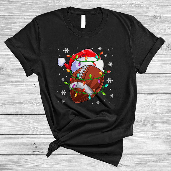 MacnyStore - Santa Football Equipment, Awesome Christmas Football Player Team, Matching X-mas Sport Lover T-Shirt