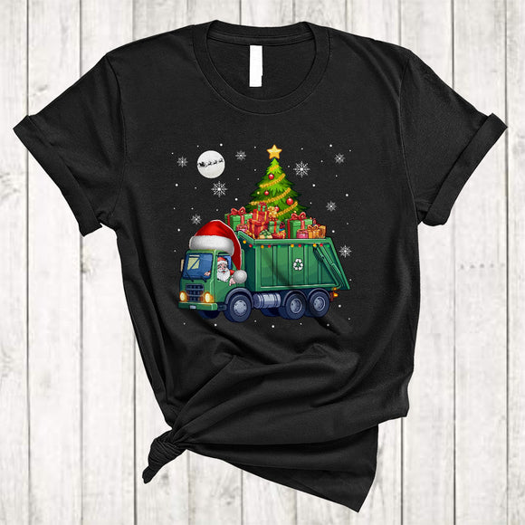 MacnyStore - Santa Garbage Truck Carrying Christmas Tree, Amazing X-mas Lights Recycle, Garbage Truck Lover T-Shirt