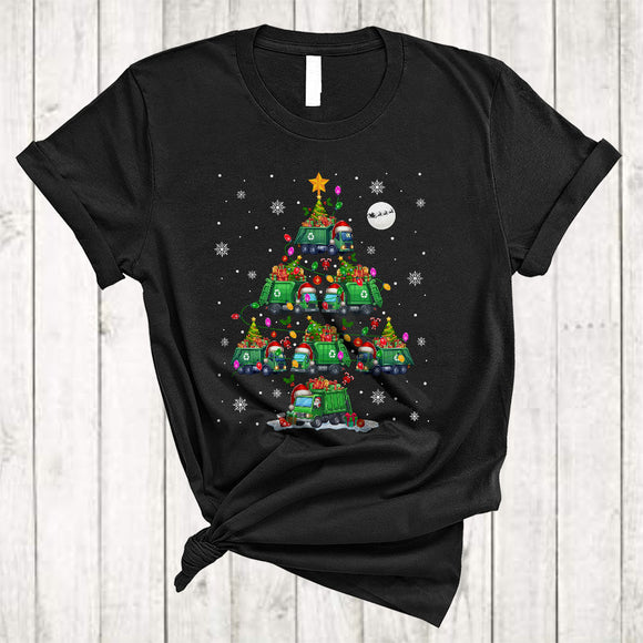 MacnyStore - Santa Garbage Truck Christmas Tree, Amazing Funny X-mas Lights Recycle, Garbage Truck Lover T-Shirt