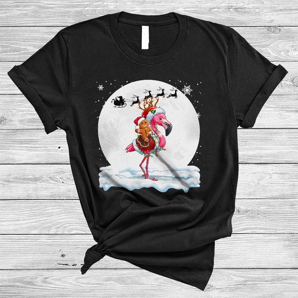 MacnyStore - Santa Gingerbread Man Riding Flamingo, Adorable Christmas Cookies Baker, Animal X-mas Lover T-Shirt