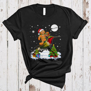 MacnyStore - Santa Gingerbread Riding Hummingbird As Reindeer, Cute Merry Christmas Baker Bird, X-mas Group T-Shirt