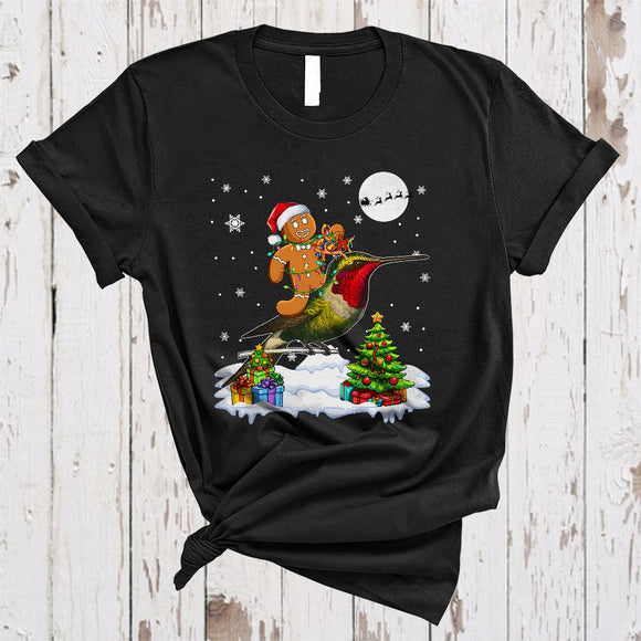 MacnyStore - Santa Gingerbread Riding Hummingbird As Reindeer, Cute Merry Christmas Baker Bird, X-mas Group T-Shirt
