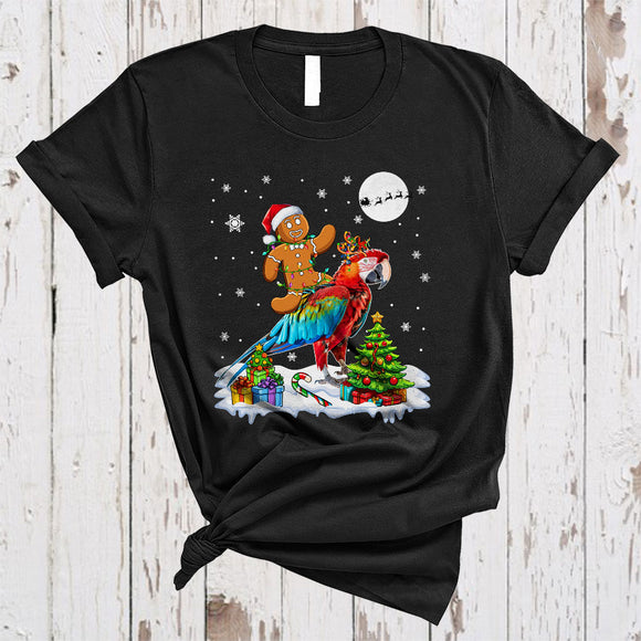 MacnyStore - Santa Gingerbread Riding Macaw As Reindeer, Cute Merry Christmas Baker Bird, X-mas Group T-Shirt