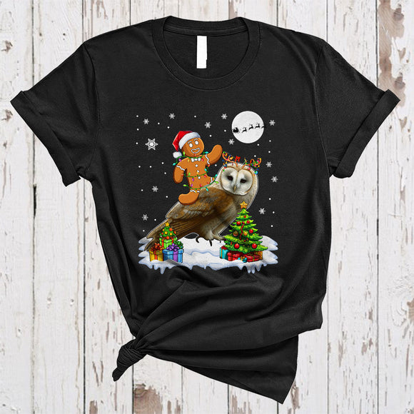 MacnyStore - Santa Gingerbread Riding Owl As Reindeer, Cute Merry Christmas Baker Bird, X-mas Group T-Shirt