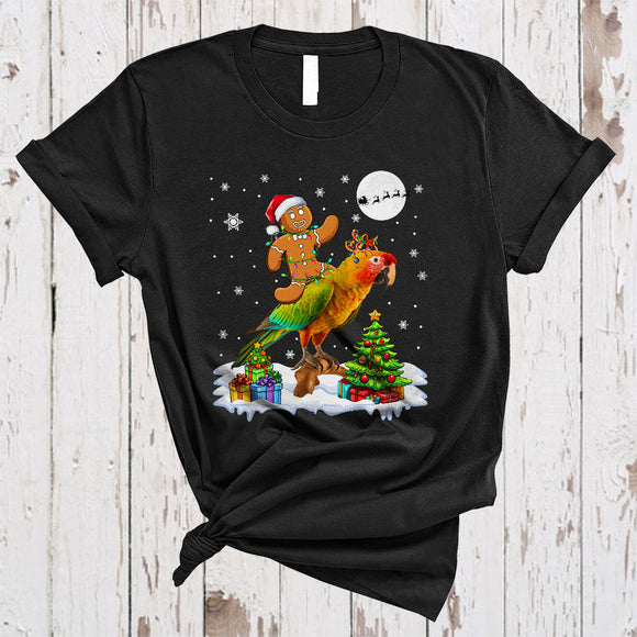 MacnyStore - Santa Gingerbread Riding Parrot As Reindeer, Cute Merry Christmas Baker Bird, X-mas Group T-Shirt