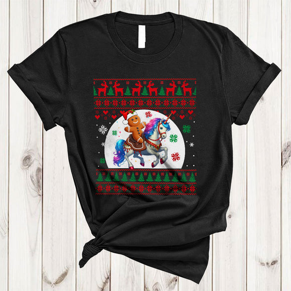 MacnyStore - Santa Gingerbread Riding Unicorn, Adorable Christmas Sweater Cookies Unicorn, X-mas Family T-Shirt