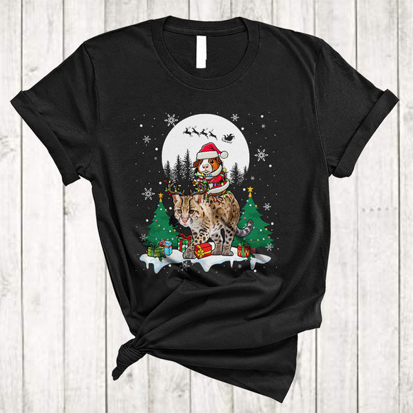 MacnyStore - Santa Guinea Pig Riding Ocelot As Reindeer, Lovely Christmas Animal Lover, X-mas Snow Around T-Shirt