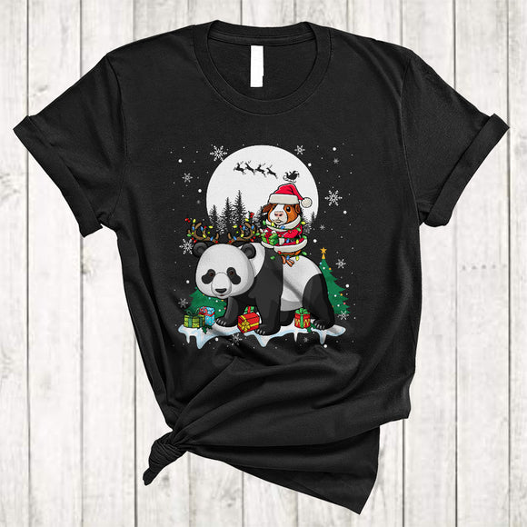 MacnyStore - Santa Guinea Pig Riding Panda As Reindeer, Lovely Christmas Animal Lover, X-mas Snow Around T-Shirt