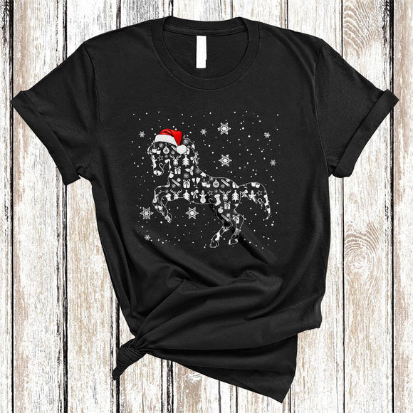 MacnyStore - Santa Horse Christmas Ornament Shape, Wonderful Cool X-mas Santa Horse, Matching Animal Lover T-Shirt