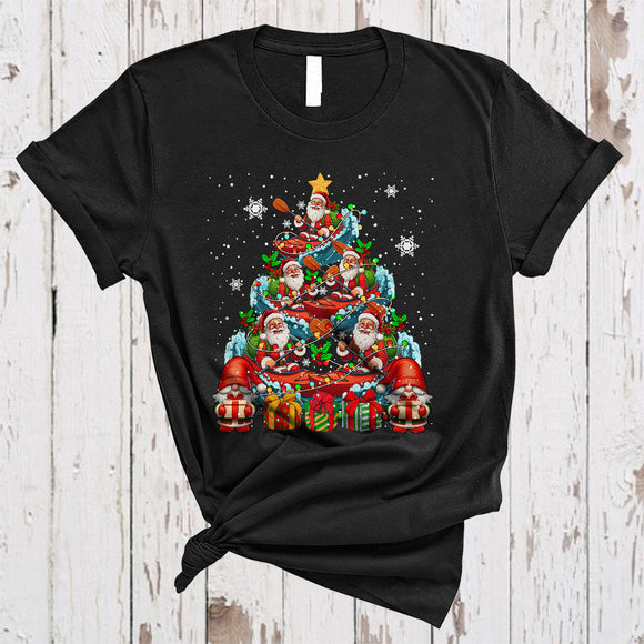 MacnyStore - Santa Kayaking Christmas Tree, Awesome X-mas Lights Kayaking Lover, Snow Around T-Shirt