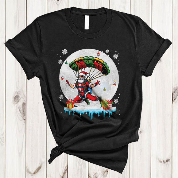 MacnyStore - Santa Paragliding, Awesome Christmas Santa Snow Around, Matching X-mas Family Group T-Shirt