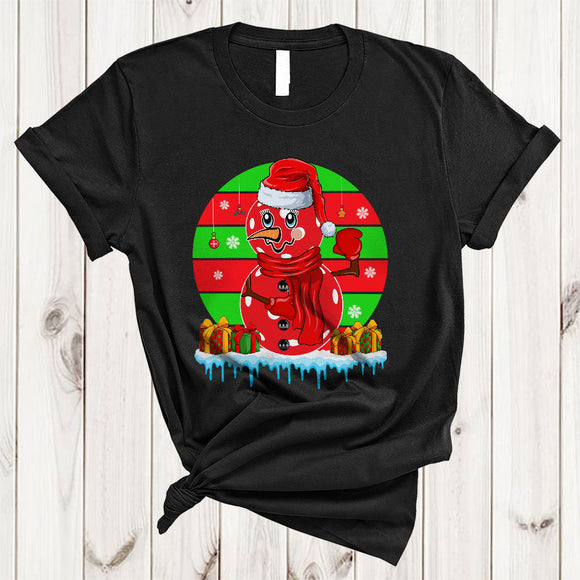 MacnyStore - Santa Pickleball Snowman Cute Retro Christmas Snow Matching Sport Team Pickleball Player Lover T-Shirt