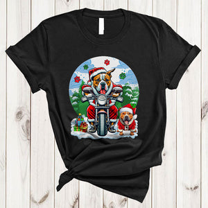MacnyStore - Santa Pit Bull Riding Motorbike, Wonderful Christmas Biking Lover, Matching X-mas Biker T-Shirt