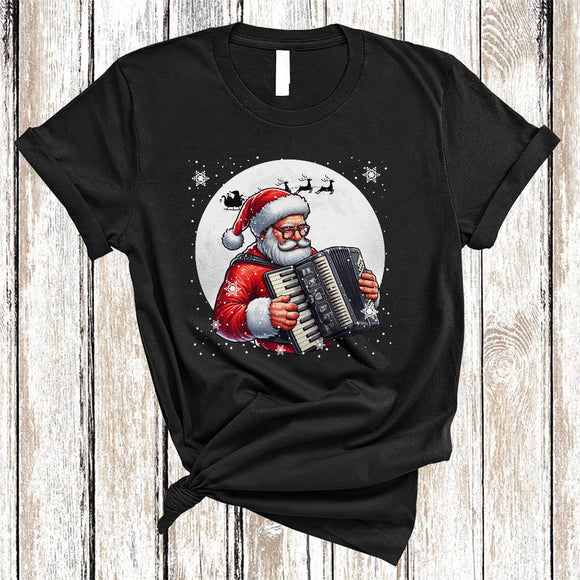 MacnyStore - Santa Playing Accordion Cheerful Christmas Accordion Player Lover, Matching X-mas Family Group T-Shirt