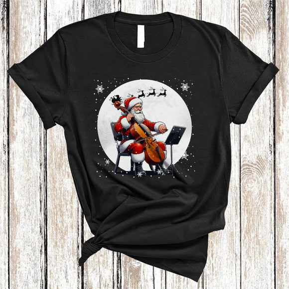 MacnyStore - Santa Playing Cello Cheerful Christmas Cello Player Lover, Matching X-mas Family Group T-Shirt