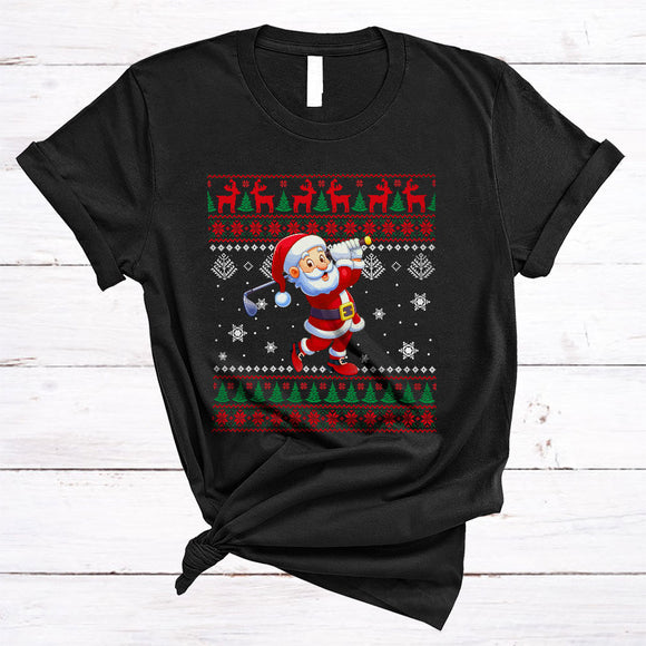 MacnyStore - Santa Playing Golf, Joyful Christmas Sweater Golf Player, Matching X-mas Sport Team T-Shirt