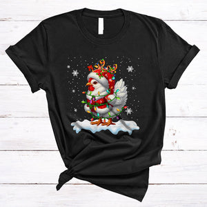 MacnyStore - Santa Reindeer Chicken Snow Around, Amazing Cute Christmas Lights Farmer, Farm Animal T-Shirt
