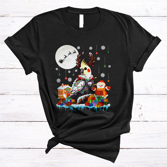 MacnyStore - Santa Reindeer Cockatiel, Adorable X-mas Cockatiel Lover, Matching Christmas Bird Animal T-Shirt
