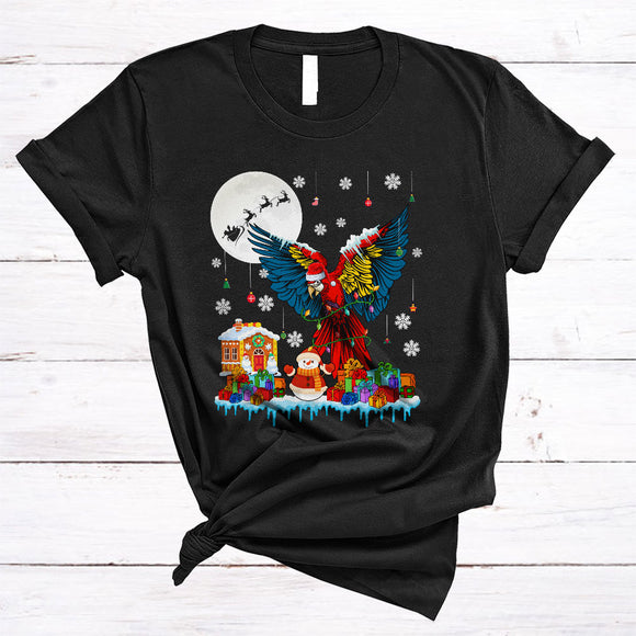 MacnyStore - Santa Reindeer Parrot, Adorable X-mas Parrot Lover, Matching Christmas Bird Animal T-Shirt