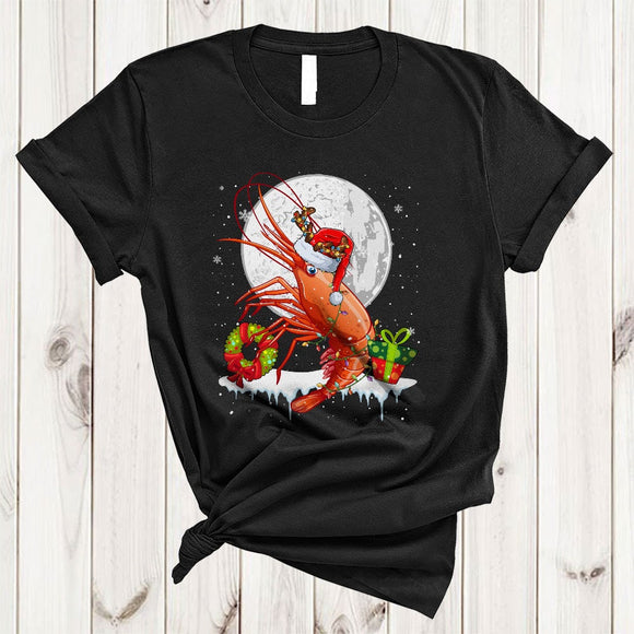 MacnyStore - Santa Reindeer Shrimp Snow Around, Cool Joyful Christmas Moon, Matching X-mas Animal Lover T-Shirt