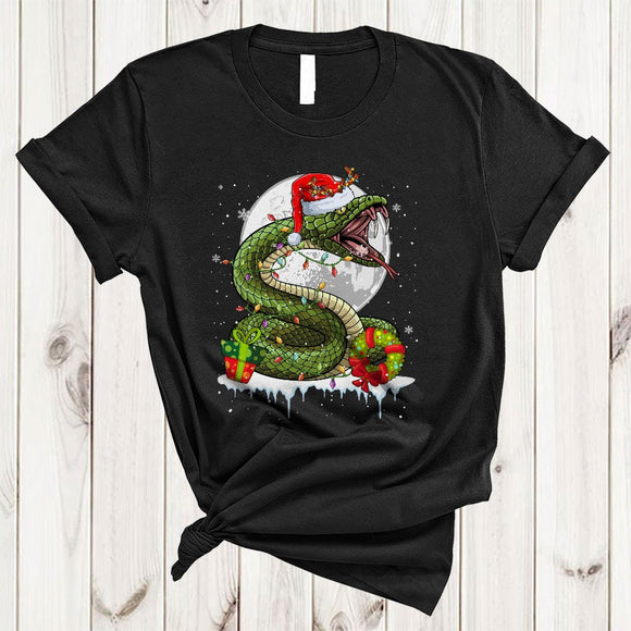 MacnyStore - Santa Reindeer Snake Snow Around, Cool Joyful Christmas Moon, Matching X-mas Animal Lover T-Shirt