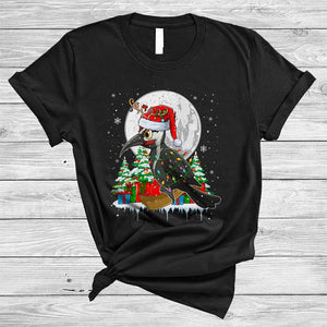 MacnyStore - Santa Reindeer Woodpecker With X-mas Lights, Cute Christmas Woodpecker Lover, Bird Group T-Shirt