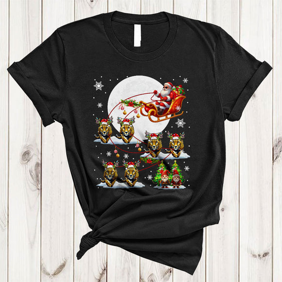 MacnyStore - Santa Riding Cheetah Reindeer X-mas Sleigh, Joyful Christmas Wild Animal, X-mas Santa Sleigh T-Shirt