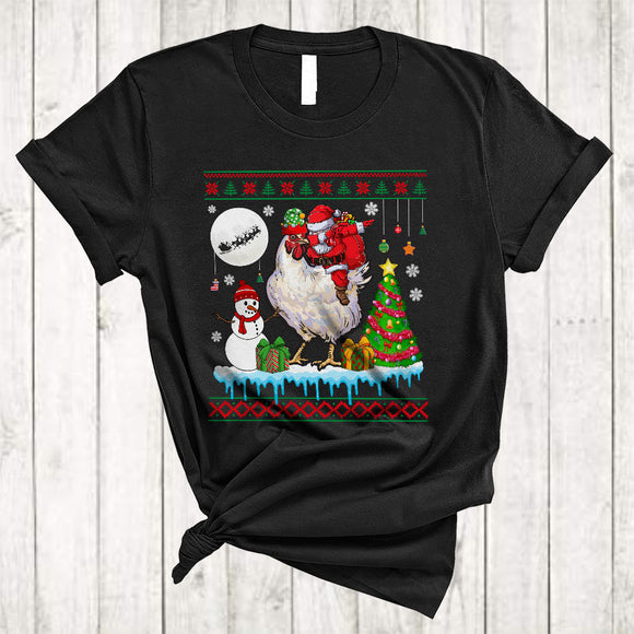 MacnyStore - Santa Riding Chicken Reindeer, Awesome Christmas Snow Santa Reindeer Chicken, Farm Animal Farmer T-Shirt