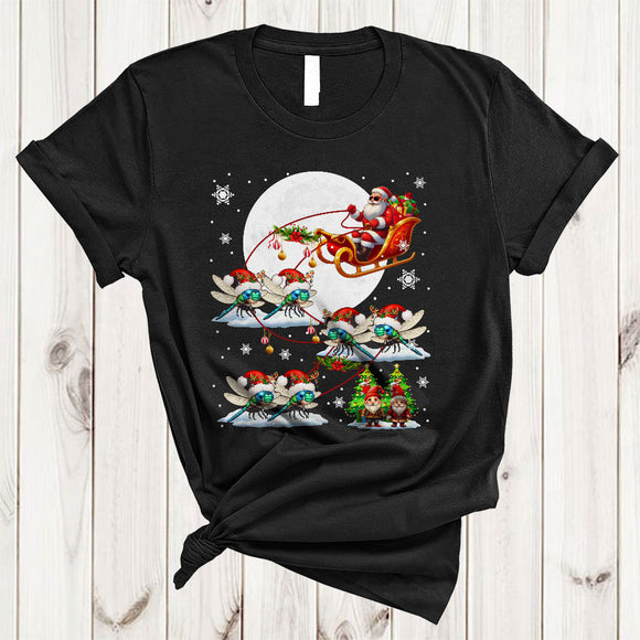 MacnyStore - Santa Riding Dragonfly Christmas Sleigh, Adorable X-mas Dragonfly Reindeer, X-mas Insect Lover T-Shirt