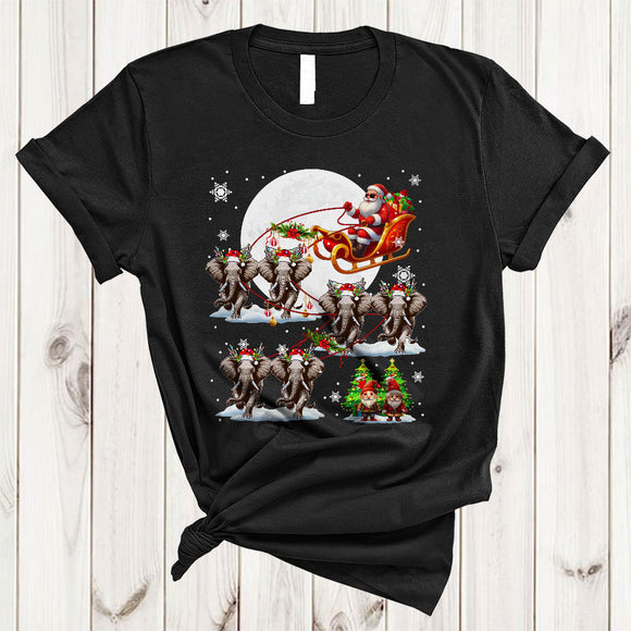 MacnyStore - Santa Riding Elephant Reindeer X-mas Sleigh, Joyful Christmas Wild Animal, X-mas Santa Sleigh T-Shirt