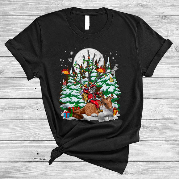 MacnyStore - Santa Riding Exotic Shorthair Reindeer, Awesome Christmas Tree Kitten Lover, Snow Around X-mas T-Shirt