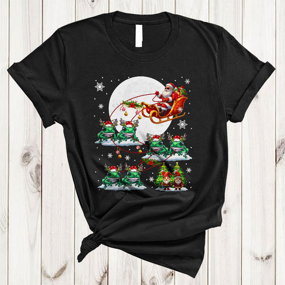MacnyStore - Santa Riding Frog Reindeer X-mas Sleigh, Joyful Christmas Wild Animal, X-mas Santa Sleigh T-Shirt