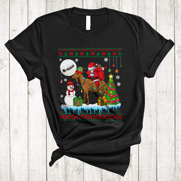 MacnyStore - Santa Riding Goat Reindeer, Awesome Christmas Snow Santa Reindeer Goat , Farm Animal Farmer T-Shirt