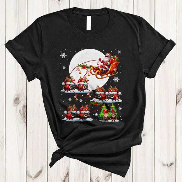MacnyStore - Santa Riding Ladybug Christmas Sleigh, Adorable X-mas Ladybug Reindeer, X-mas Insect Lover T-Shirt