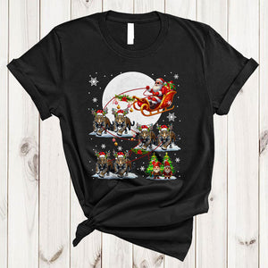 MacnyStore - Santa Riding Leopard Reindeer X-mas Sleigh, Joyful Christmas Wild Animal, X-mas Santa Sleigh T-Shirt