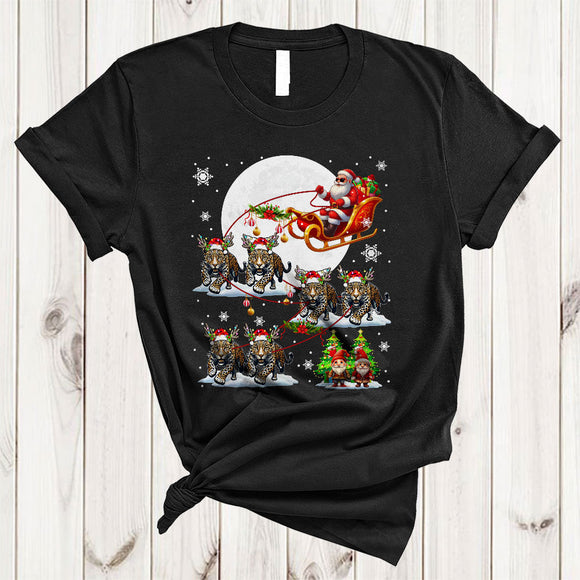 MacnyStore - Santa Riding Leopard Reindeer X-mas Sleigh, Joyful Christmas Wild Animal, X-mas Santa Sleigh T-Shirt