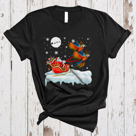 MacnyStore - Santa Riding Reindeer Macaw Sleigh, Awesome Christmas Santa Sleigh Bird, X-mas Family T-Shirt